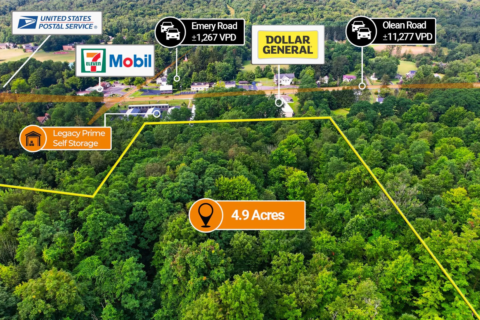 $1 Auction – 4.9 Acre Parcel | 11K VPD | $127K Avg HH Income | Buffalo MSA - land for sale in south wales, NY