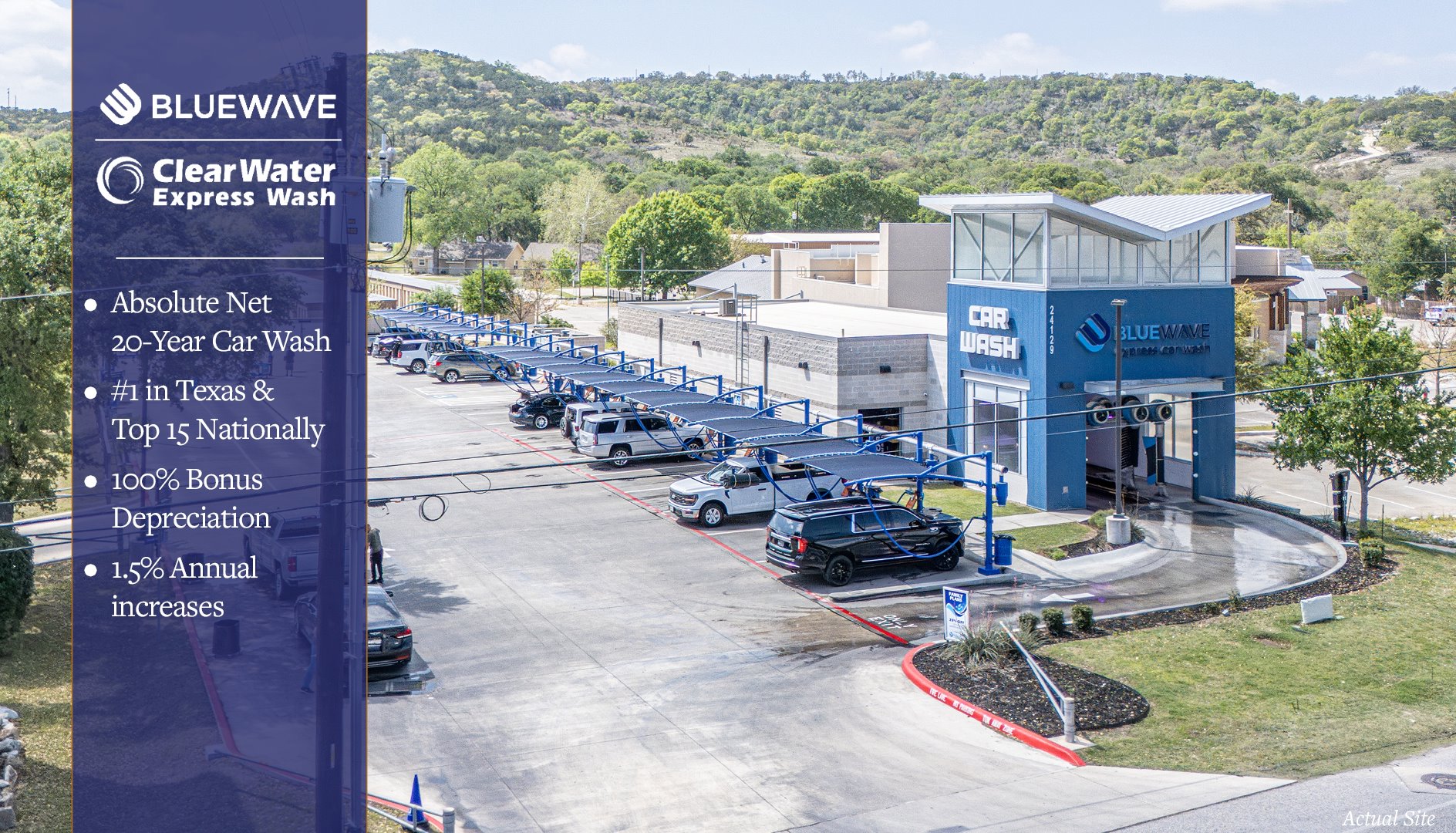 BlueWave Express Wash - #1 Texas Operator | 20Yr Abs. Net | 100% Bonus Depreciation | Annual Bumps - retail for sale in san antonio, TX